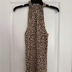 Pink Lily High Neck Sleeveless Leopard Top